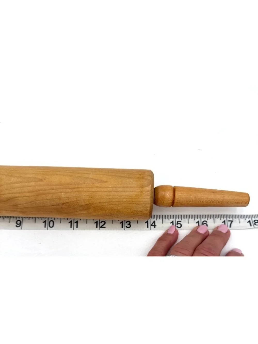 Vintage Wooden Rolling Pin With Tapered Handles 17